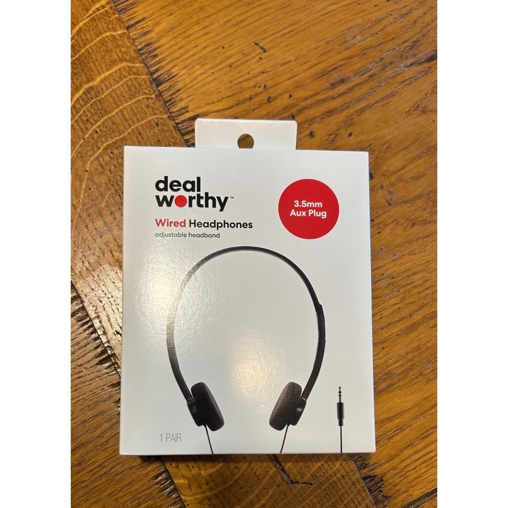 deal worthy Wired Headphones Black 3.5mm Jack Adjustable Headband On-Ear Double